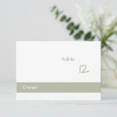 Dusty Green Minimalist Modern Place Card (Staand voorkant)