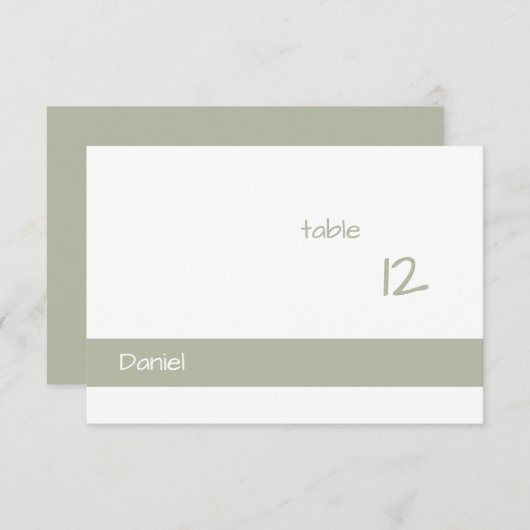 Dusty Green Minimalist Modern Place Card (Voorkant / Achterkant)