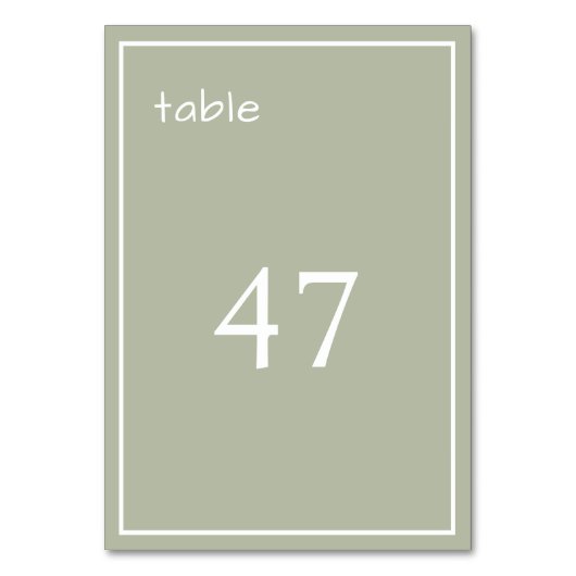 Dusty Green Minimalist Modern Table Kaart (Voorkant)