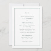 Dusty Green Monogram Families Wedding Invitations Kaart (Voorkant)