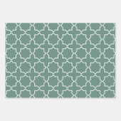 Dusty Green Moroccan Arabesque Pattern Inpakpapier Vel (Voorkant 2)