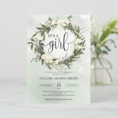 Dusty Green Olive Wreath White Roses Het is een me Kaart (Staand voorkant)