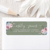 Dusty Green Pink Rose Return Address Label (Insitu)