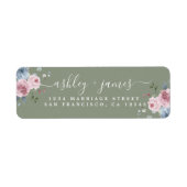 Dusty Green Pink Rose Return Address Label (Voorkant)