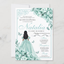 Dusty Green Rozen Princess Dress Quinceanera Kaart