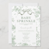 Dusty Green Sage Floral Toile Baby Sprinkle Floral Kaart (Voorkant)