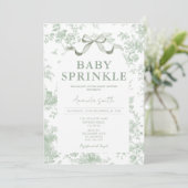 Dusty Green Sage Floral Toile Baby Sprinkle Floral Kaart (Staand voorkant)