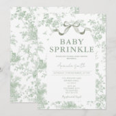 Dusty Green Sage Floral Toile Baby Sprinkle Floral Kaart (Voorkant / Achterkant)