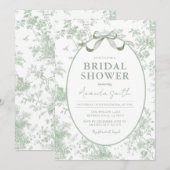 Dusty Green Sage Floral Toile Bridal Shower Kaart (Voorkant / Achterkant)
