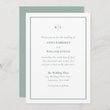 Dusty Green Shades Monogram Wedding Invitations