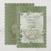 Dusty Green Shiny Elegant Sparkly Frame Wedding Kaart (Voorkant / Achterkant)
