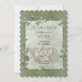 Dusty Green Shiny Elegant Sparkly Frame Wedding Kaart (Voorkant)