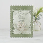 Dusty Green Shiny Elegant Sparkly Frame Wedding Kaart (Staand voorkant)