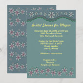 Dusty Green Six Petal Flower Vrijgezellenfeest Inv Kaart (Voorkant / Achterkant)