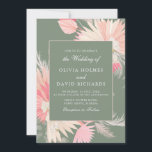 Dusty Green Tropical Orchid Wedding Invitation Kaart<br><div class="desc">Deze tropische trouwuitnodiging is voor roze liefhebbers. De blauwe, bleke en stoffige roze kleur van gedroogde palmbladeren, pamapgras en witte orchideeën op een stoffige groene achtergrond maken de kaart romantisch. Het boho doopvontpaar geeft een elegante en verfijnde aanraking aan het ontwerp. Het is ideaal voor buitenzomerbruiloften. Vind overeenkomende objecten in...</div>