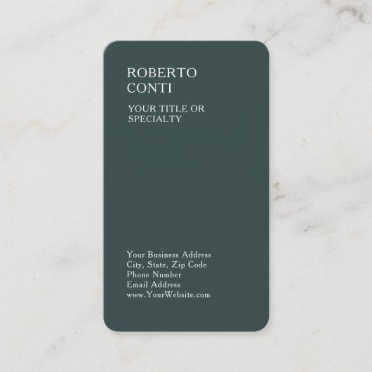 Dusty Green Unique Plain Minimalist Premium Silk Visitekaartje (Voorkant)
