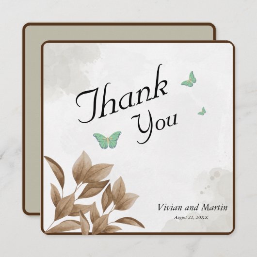 Dusty Green Waterverf & Butterfly - Hartelijk dank (Voorkant / Achterkant)