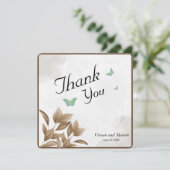 Dusty Green Waterverf & Butterfly - Hartelijk dank (Staand voorkant)