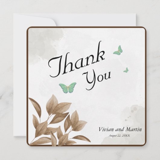 Dusty Green Waterverf & Butterfly - Hartelijk dank (Voorkant)