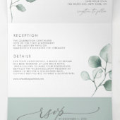 Dusty Green Waterverf Eucalyptus Leaves Wedding Drieluik Uitnodiging (Binnenkant midden)