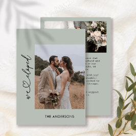 Dusty Green We Eloped 2 Fotoscript Bruiloft Bedankkaart