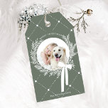 Dusty Green & White Christmas Wreath Foto Cadeaulabel<br><div class="desc">Vakantiefoto cadeau label met een eenvoudige kerstkrans. Voor meer geavanceerde aanpassing van dit ontwerp,  klikt u op de BUTTON DESIGN TOOL hierboven!</div>