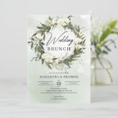 Dusty greenery foliage olive wreatbruinbrunch kaart (Staand voorkant)