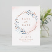 Dusty Greenery Roos Gold Geometric Save the date Folie Uitnodiging (Staand Voorkant)