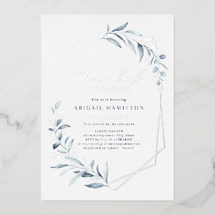 Dusty Greenery Roos Gold Rustic Vrijgezellenfeest Folie Uitnodiging