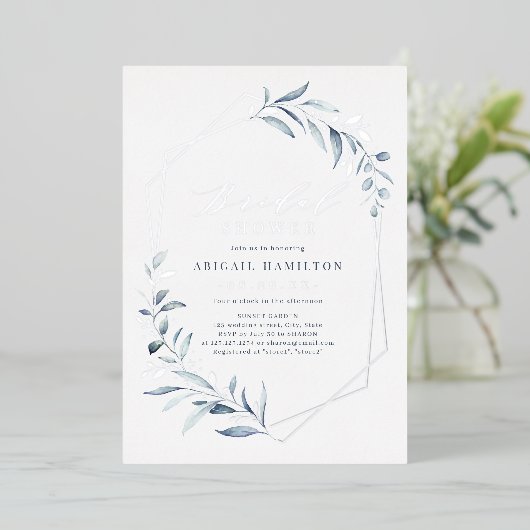 Dusty Greenery Roos Gold Rustic Vrijgezellenfeest  Folie Uitnodiging (Staand Voorkant)