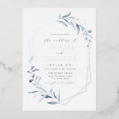 Dusty Greenery Silver Geometric Rustic Wedding Folie Uitnodiging (Voorkant)