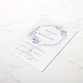 Dusty Greenery Silver Geometric Rustic Wedding Folie Uitnodiging (Gedraaid)