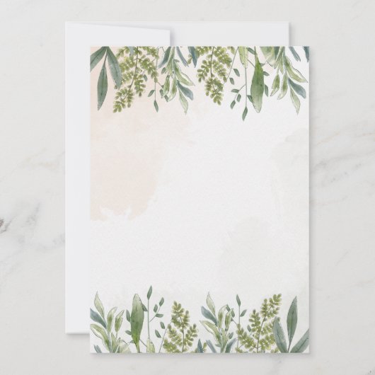 Dusty Greenery Wedding Invitation Kaart (Achterkant)
