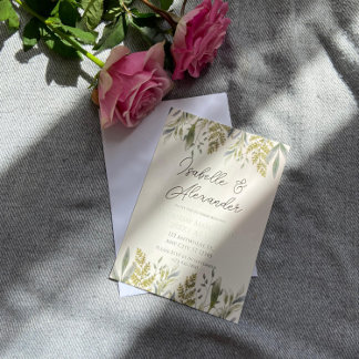 Dusty Greenery Wedding Invitation Kaart