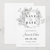 Dusty Grey Save the Date Kaart (Voorkant / Achterkant)