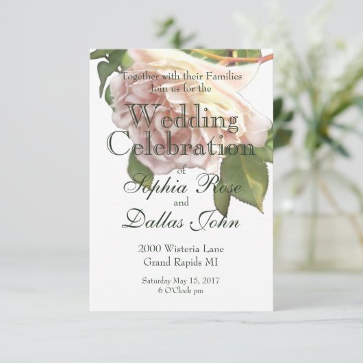 Dusty Ivory Roos Kaart (Staand voorkant)