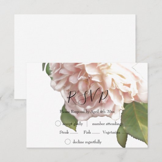 Dusty Ivory Roos RSVP Kaartje (Voorkant / Achterkant)