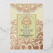 Dusty Ivory RoseGold Classic Monogram Boho Wedding Folie Uitnodiging (Voorkant)