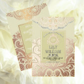 Dusty Ivory RoseGold Classic Monogram Boho Wedding Folie Uitnodiging