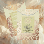Dusty Ivory RoseGold Classic Monogram Boho Wedding Folie Uitnodiging