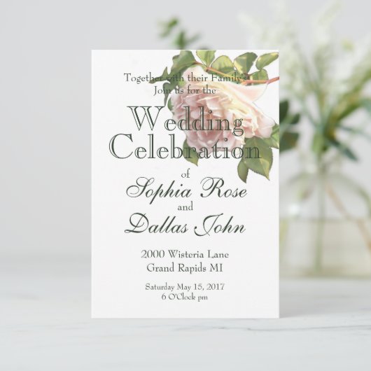 Dusty Ivory Rozen, romantische witte rozen Kaart (Staand voorkant)