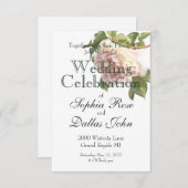 Dusty Ivory Rozen, romantische witte rozen Kaart (Voorkant / Achterkant)