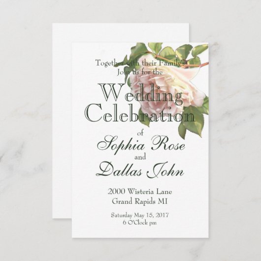 Dusty Ivory Rozen, romantische witte rozen Kaart (Voorkant / Achterkant)