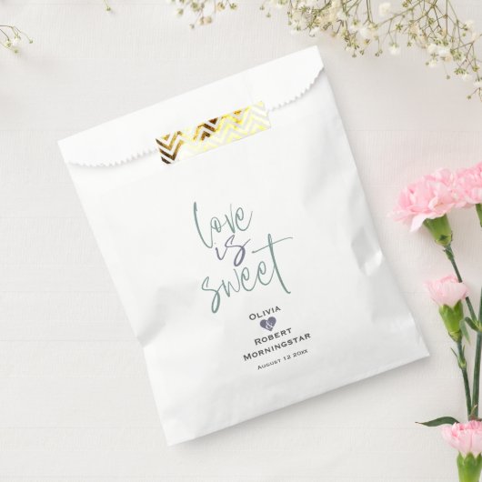 Dusty Jade en Lila Calligrafie Favor Bag Bedankzakje (Gezegeld)