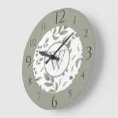 Dusty Jade Green Waterverf Eucalyptus Leaves Grote Klok (Hoek)