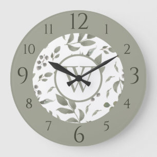 Dusty Jade Green Waterverf Eucalyptus Leaves Grote Klok