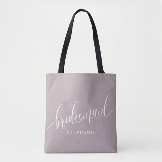 Dusty Lavendel Bruidsmeisje Modern Script Tote Bag (Voorkant)