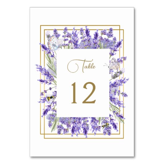 Dusty Lavendel Elegant Paarse Trouwtafel Nummer Kaart (Voorkant)