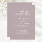 Dusty Lavendel Elegante kalligrafie Bewaar de datu Save The Date