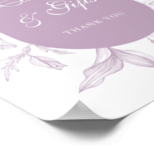 Dusty Lavendel Line Art Kaarten en geschenken Poster (Hoek)